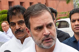 PTI/File : Congress MP Rahul Gandhi in Parliament |